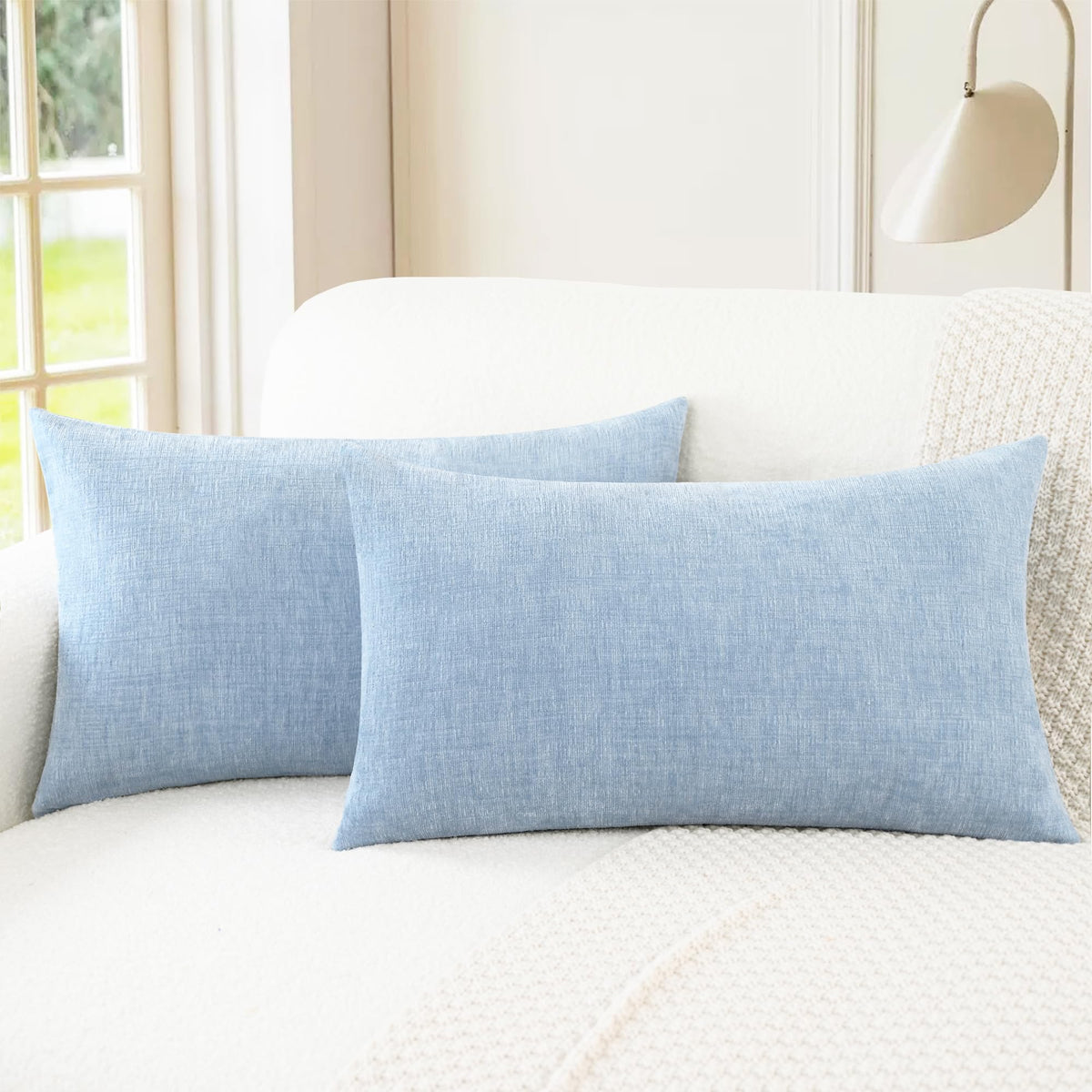 CaliTime Decorative Couch Throw Pillow Covers 18 X 18 Inches Navy Blue