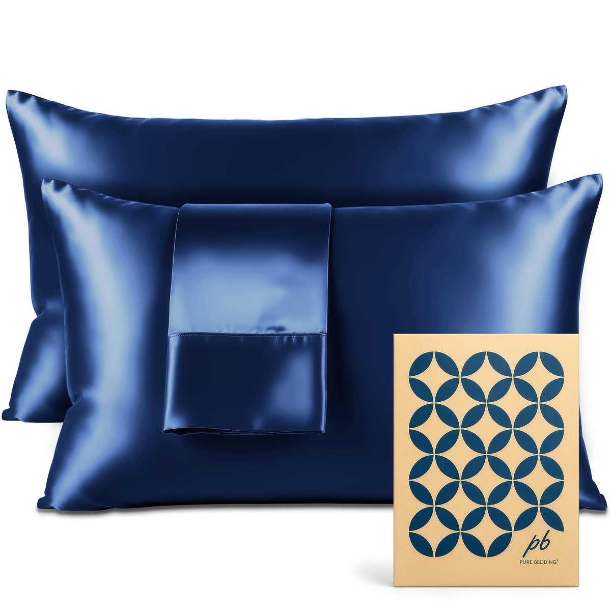 Pure Bedding Satin Pillowcase 2 Pack - Queen Size (20"x30", Black) - Silky Pillow Cases for Hair and Skin - Satin Pillow Covers with Envelope Closure - Extra Soft Premium Microfiber