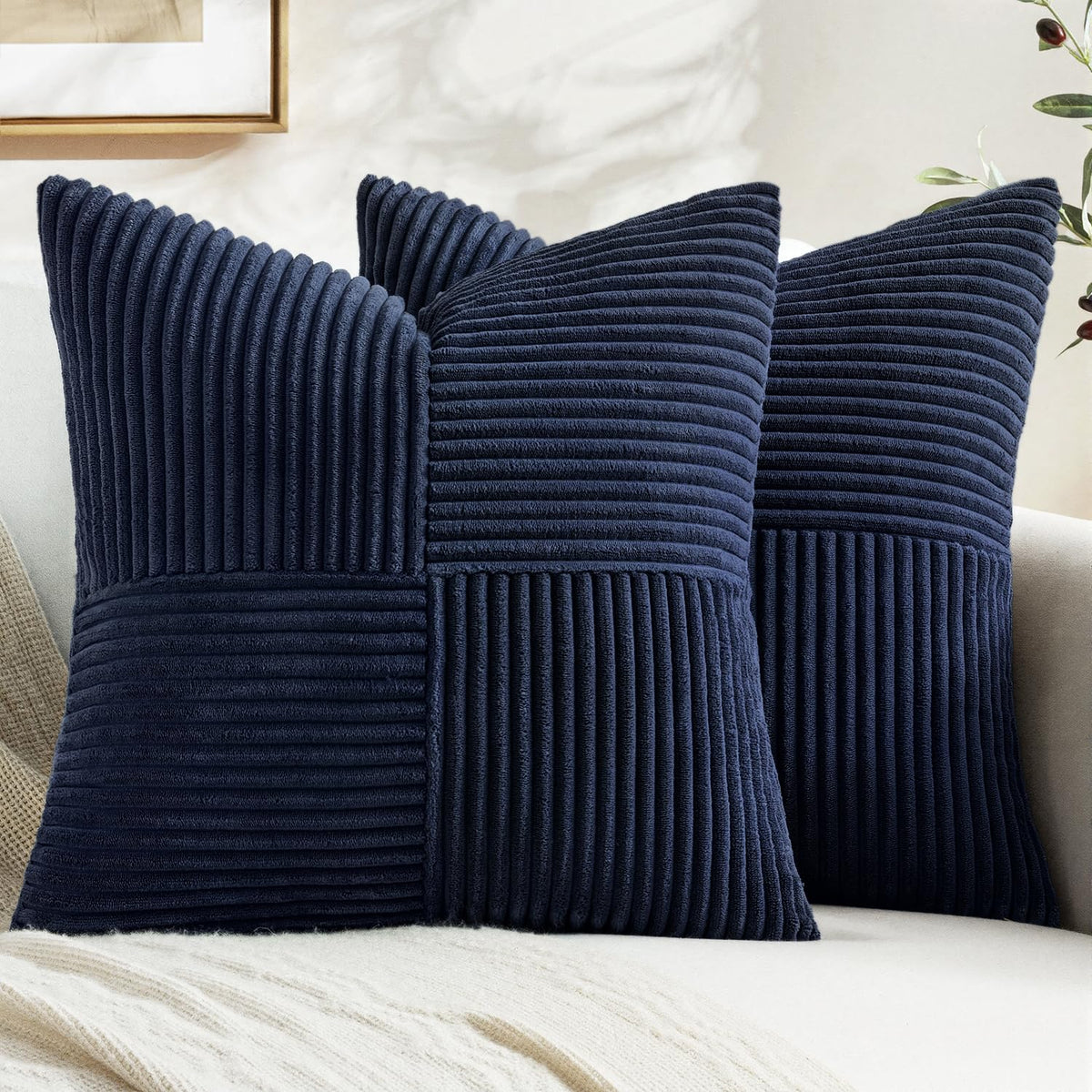MIULEE Black Decorative Throw Pillow Covers for Couch 18x18 Inch