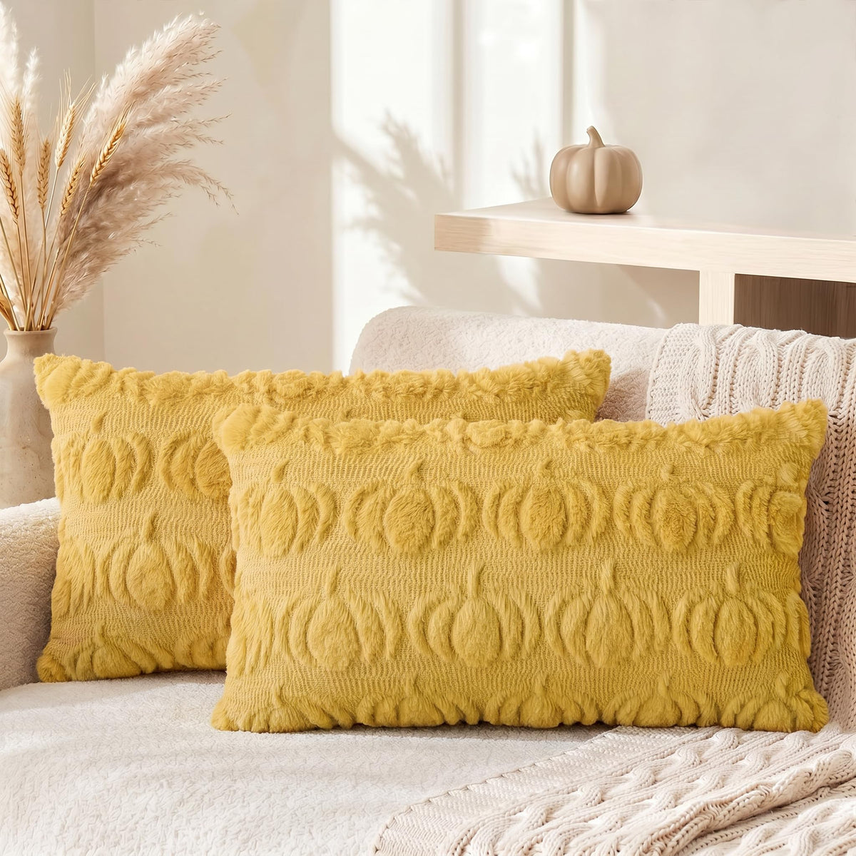 AVOIN colorlife Caramel Fall Pumpkin Throw Pillow Covers 20x20 Inch