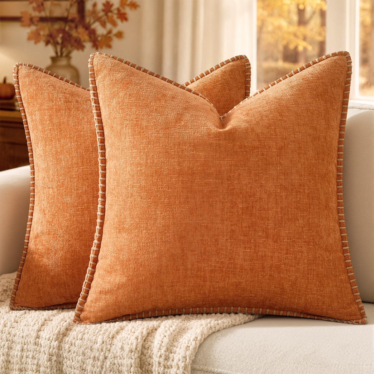 MIULEE Decorative Couch Throw Pillow Covers 18x18 Inch Navy 2 Pack