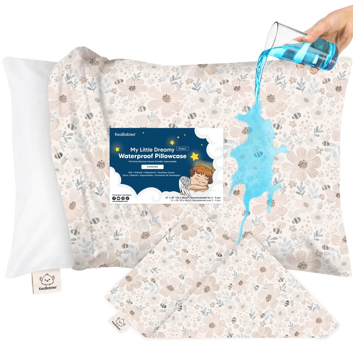 KeaBabies Toddler Pillowcase 13x18 Organic Cotton Cover, Soft White
