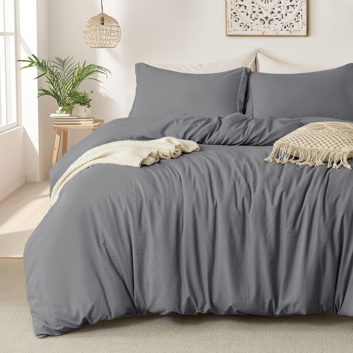MILDLY Duvet Cover King Ultra Soft Comforter Cover Set 3pcs, Mist Sage