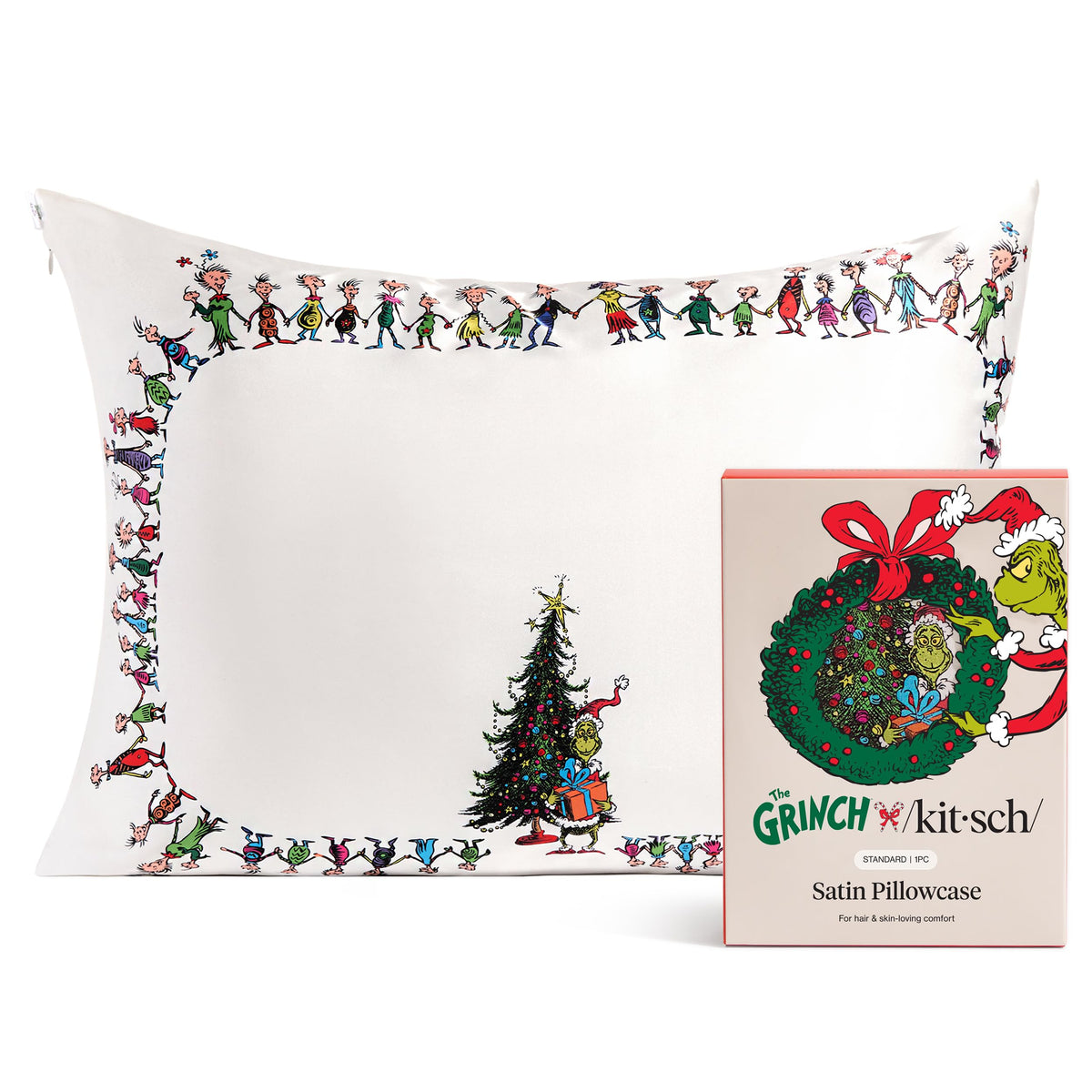 Bridgerton x Kitsch Satin Pillowcase W/Zipper - Size 19x26, Wisteria