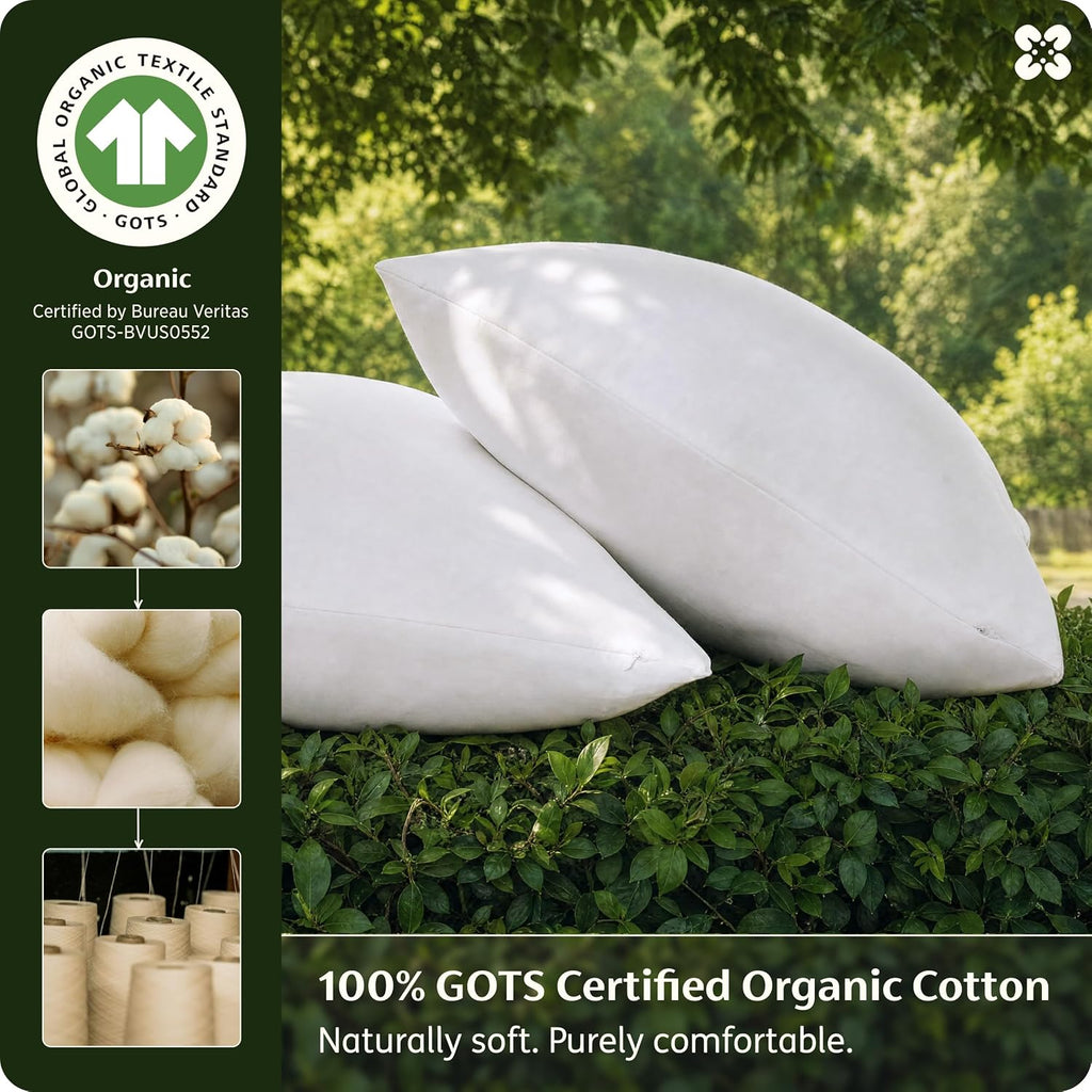 Bedsure PureWoven Organic Cotton Zipper Pillow Cases Queen Size Set of 2