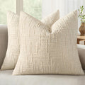 MIULEE Chenille Textured Throw Pillow Covers Cream White 20x20 Set of 2