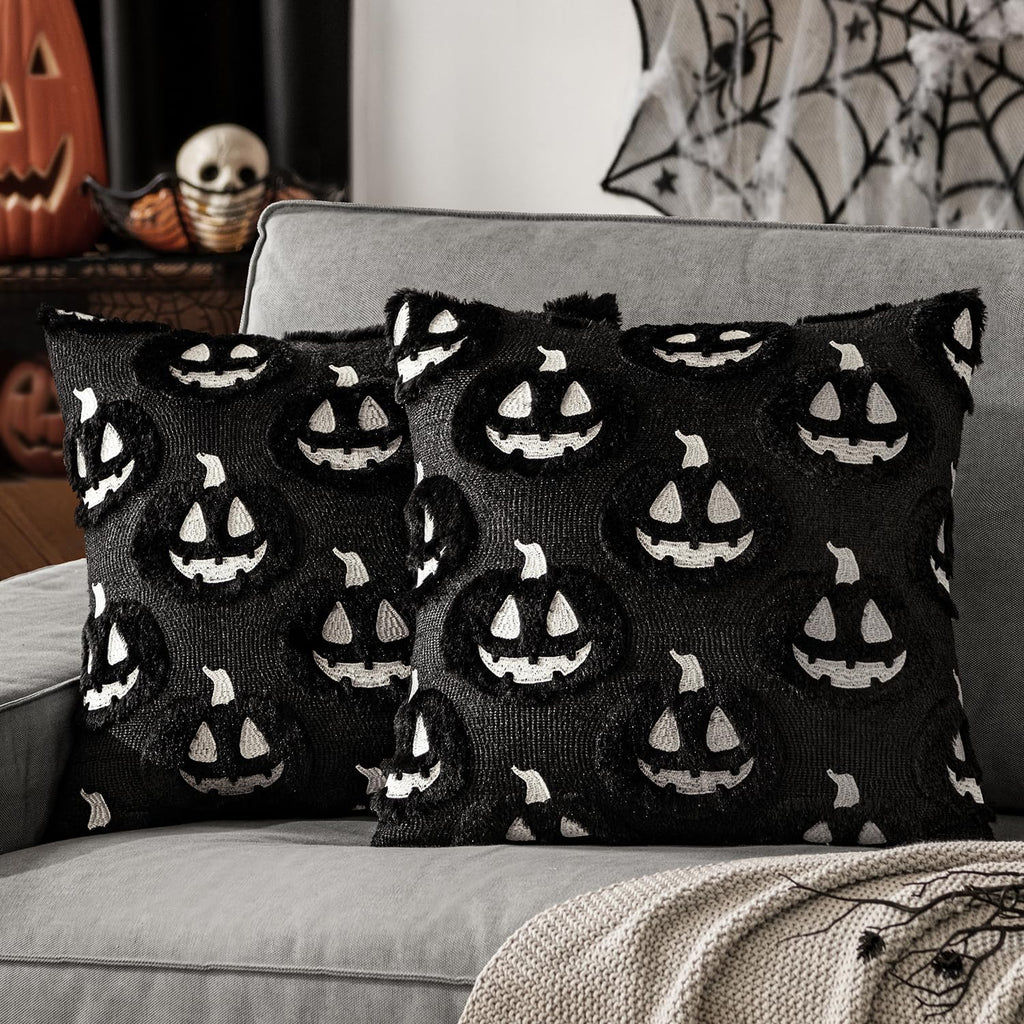 MIULEE Halloween Fall Pumpkin Throw Pillow Covers 18x18 Orange-Black
