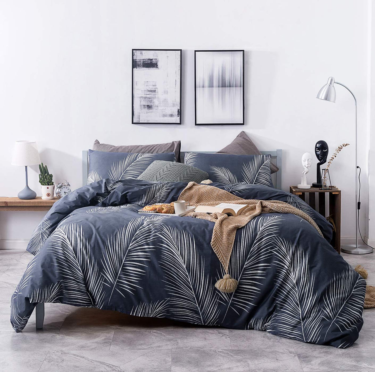 SUSYBAO Blue Paisley Duvet Cover King 100% Cotton Vintage Floral Duvet Cover 3 Pcs Set 1 Boho Brown Flower Duvet Cover with Zipper Ties 2 Pillowcases Luxury Retro Bohemian Bedding Set Soft Comfy