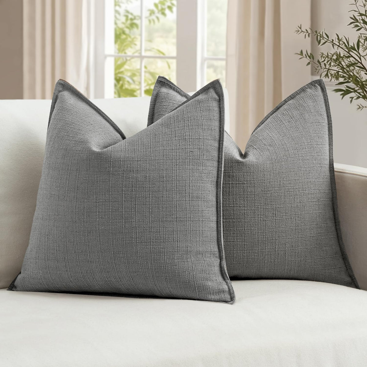 MIULEE Thick Textured Rust Decorative Fall Throw Pillow Covers 20x20 Inch