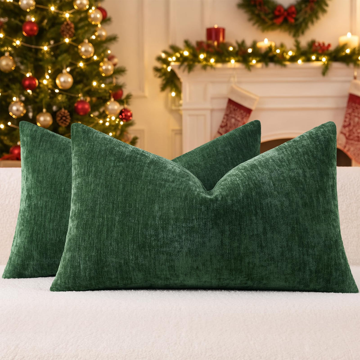decorUhome Soft Chenille Blush Pink Throw Pillow Covers 18X18 Set of 2