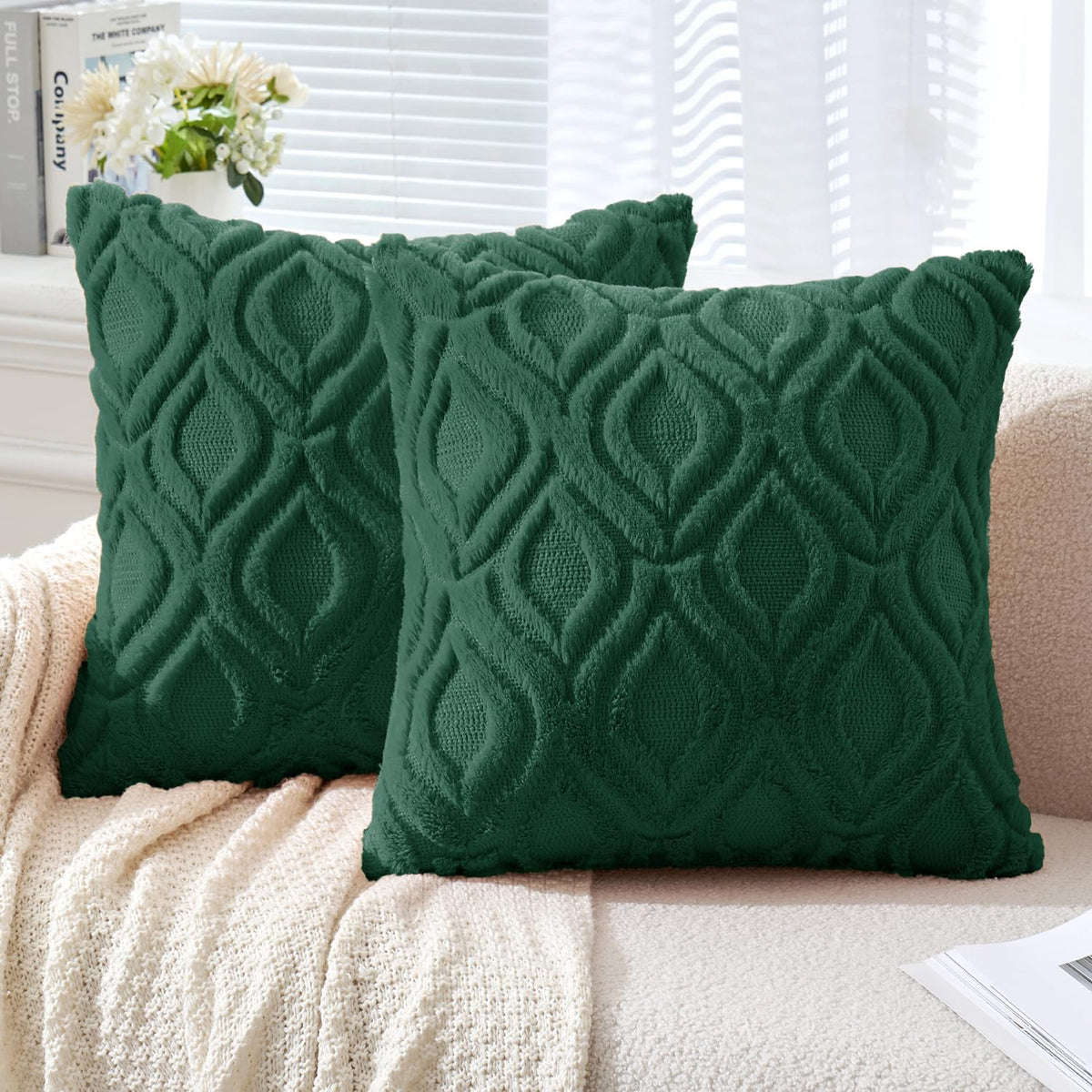 MIULEE Fall Mustard Yellow Soft Plush Faux Wool Throw Pillow Covers 18x18