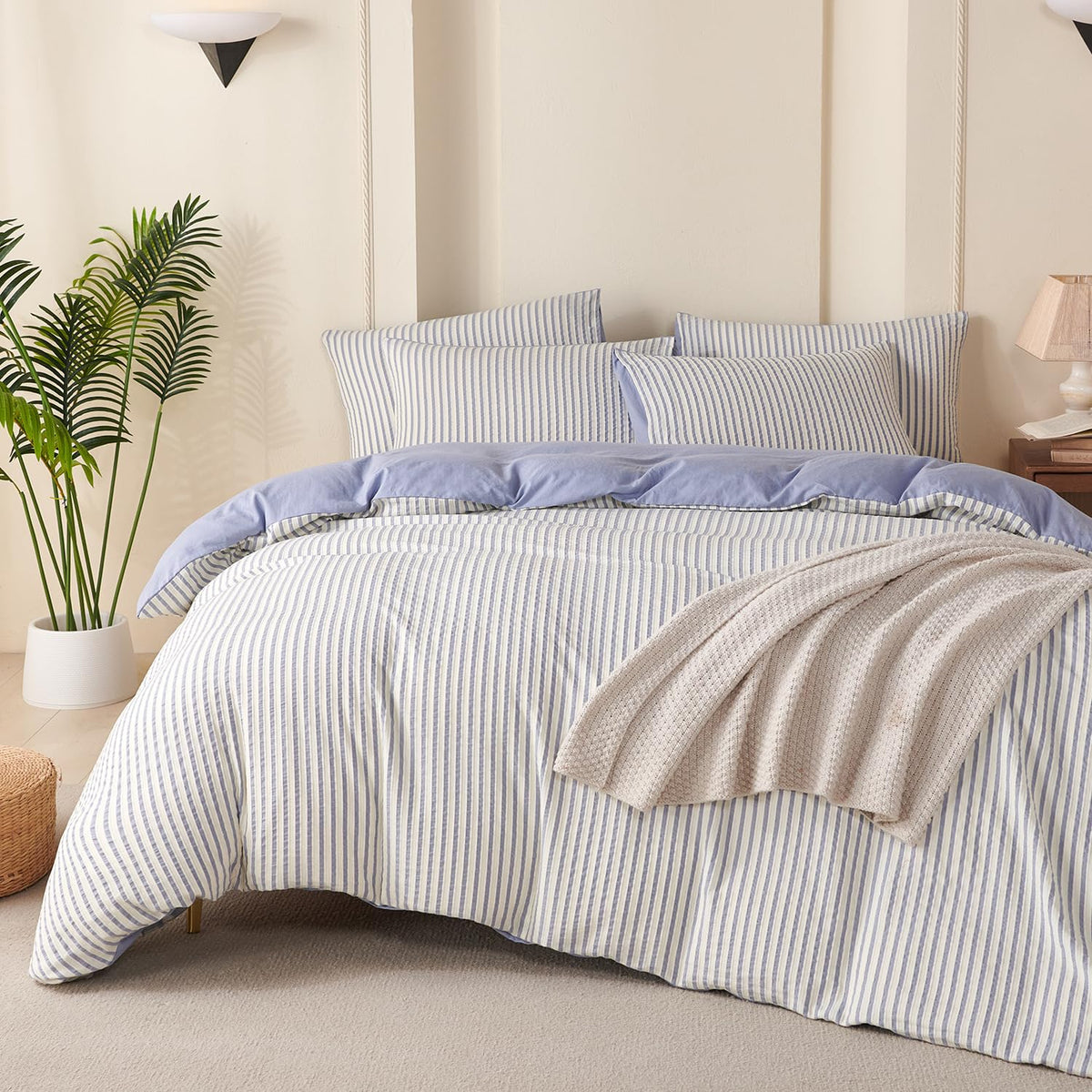 King Size Duvet Cover Set Floral Luxury Soft Brushed Microfiber Crinkle Gauze Fabric 3 Pieces Bedding Set Flower Pattern Duvet Cover King with Zipper Closure Breathable Comfy