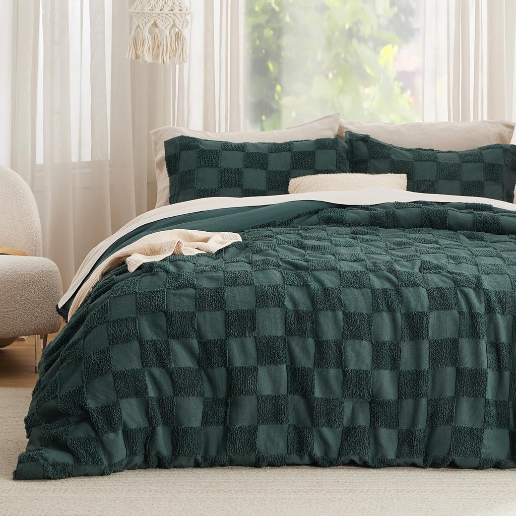 Bedsure Boho Duvet Cover Queen, Tufted Embroidery, 3-Piece, Beige