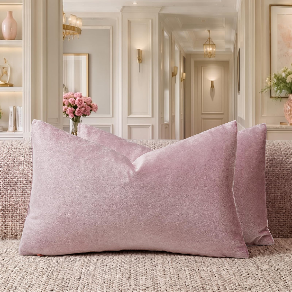 GIGIZAZA Hot Pink Velvet Pillow Covers 18x18 Decorative Pillows Pack of 2