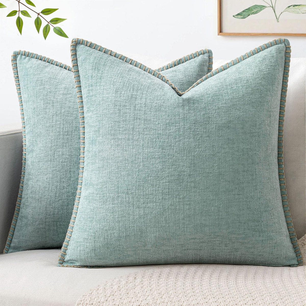 MIULEE Decorative Couch Throw Pillow Covers 18x18 Inch Navy 2 Pack