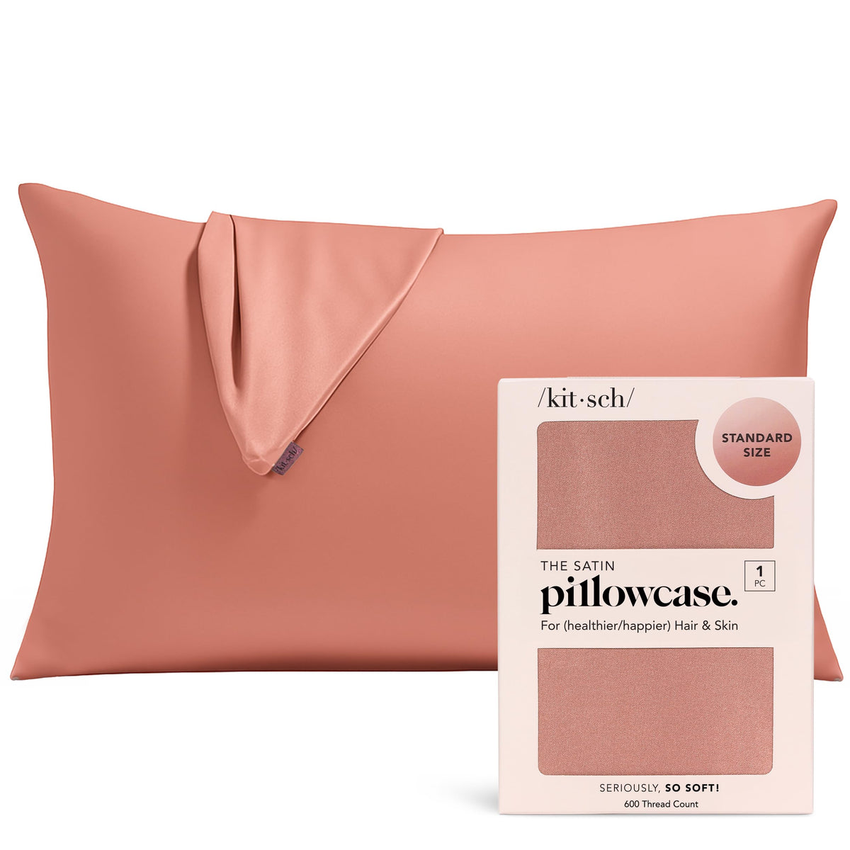 Kitsch Satin Pillowcase with Zipper - Standard Size, Ivory