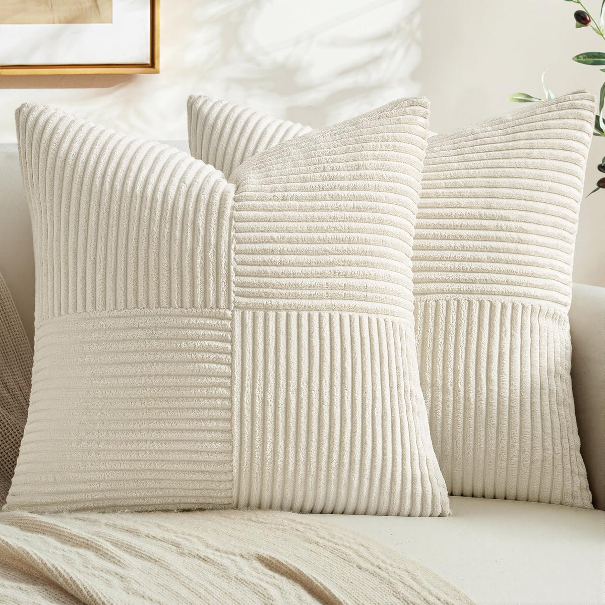 MIULEE Black Decorative Throw Pillow Covers for Couch 18x18 Inch