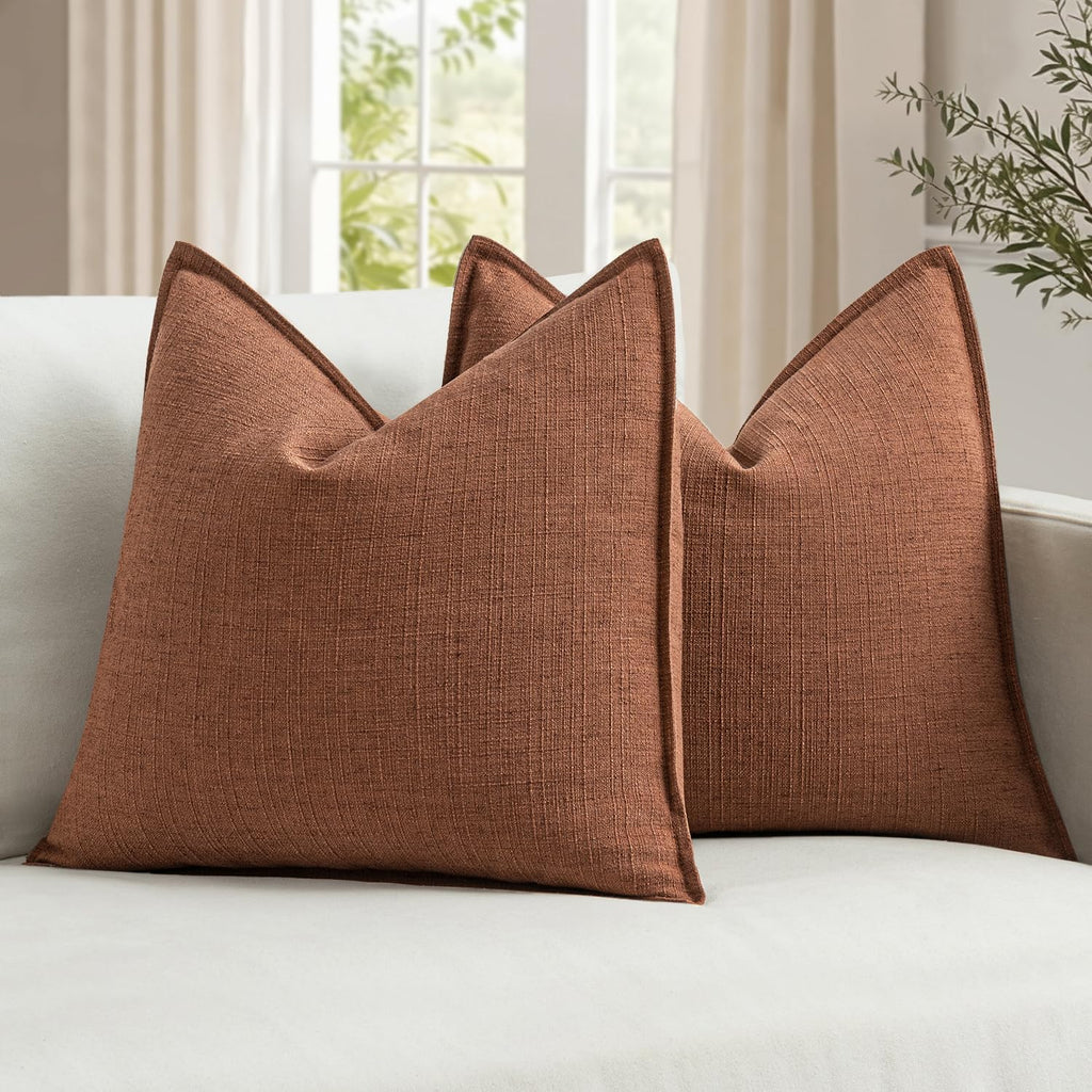 MIULEE Thick Textured Rust Decorative Fall Throw Pillow Covers 20x20 Inch