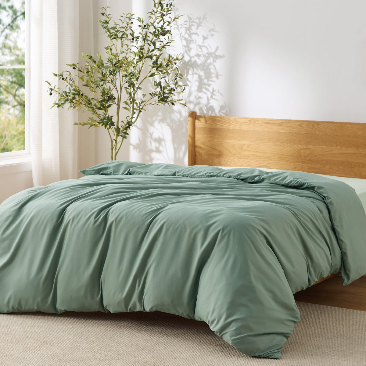 Bedsure Duvet Cover Queen Size, 3Pcs Soft Double Brushed Bedding Set, Linen