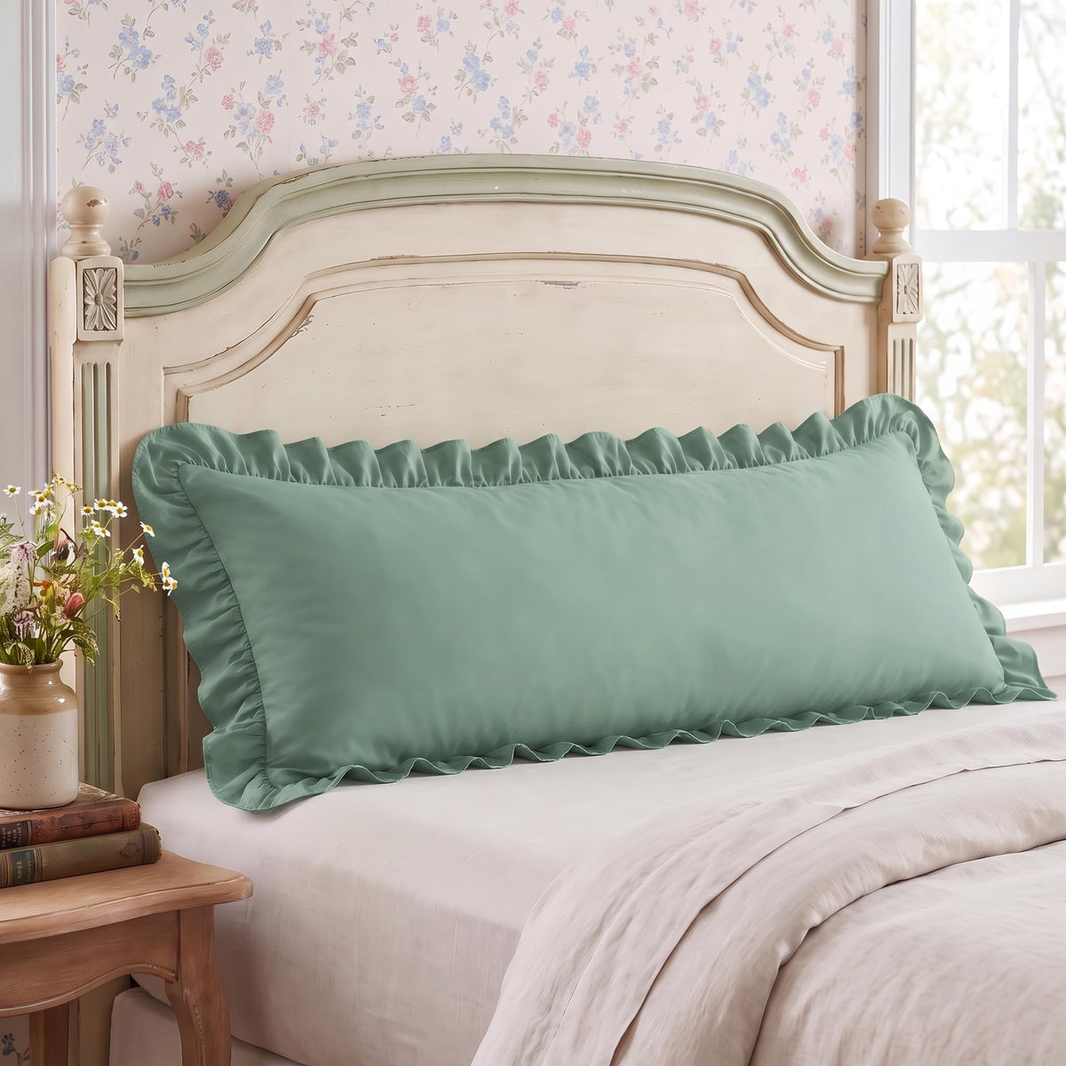 Bedsure Ruffle Pillow Cases Standard Size Set of 2, White Pillow Shams