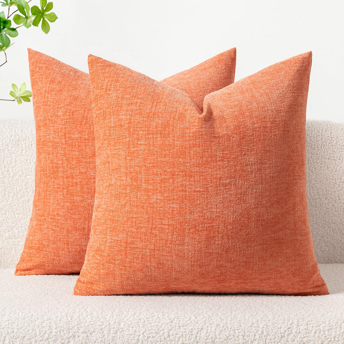 MIULEE Soft Chenille Throw Pillow Covers Sage Green 18x18 Inch Pack of 2