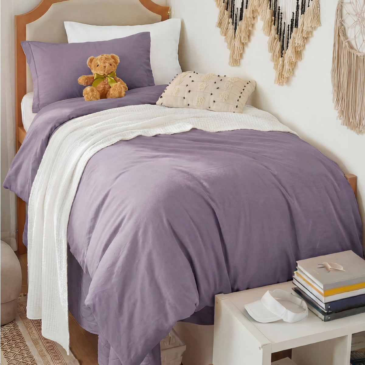 Bedsure Prewashed Duvet Cover Queen, Cotton-Like Soft Bedding Set, Beige