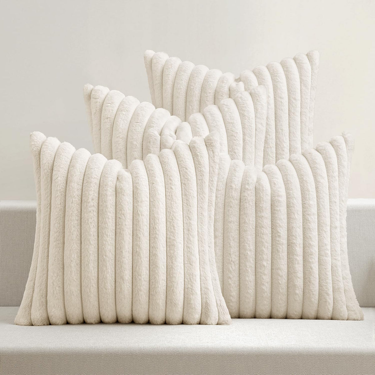MIULEE Faux Fur Plush Decorative Throw Pillow Covers 18x18, Brown