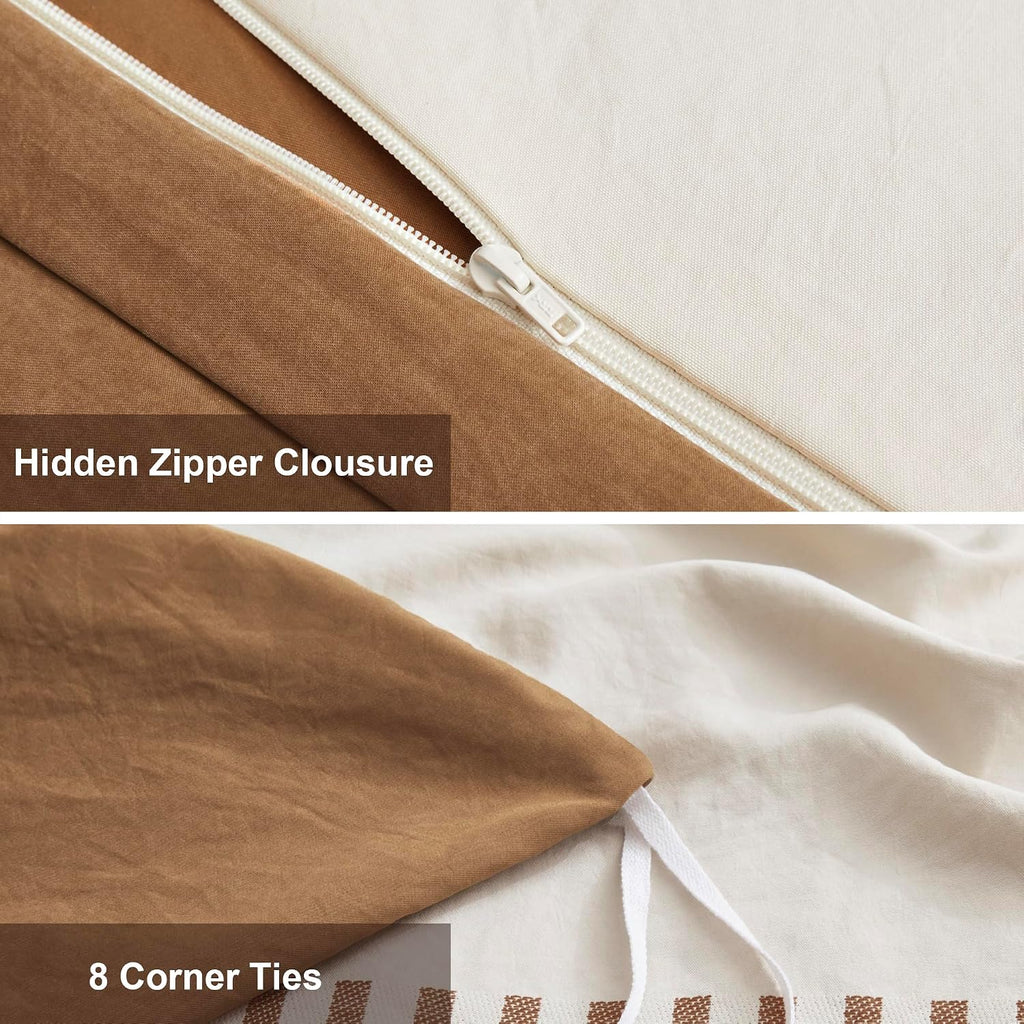 Oli Anderson Boho Duvet Cover King Size, Beige & Terracotta, 3 Pieces