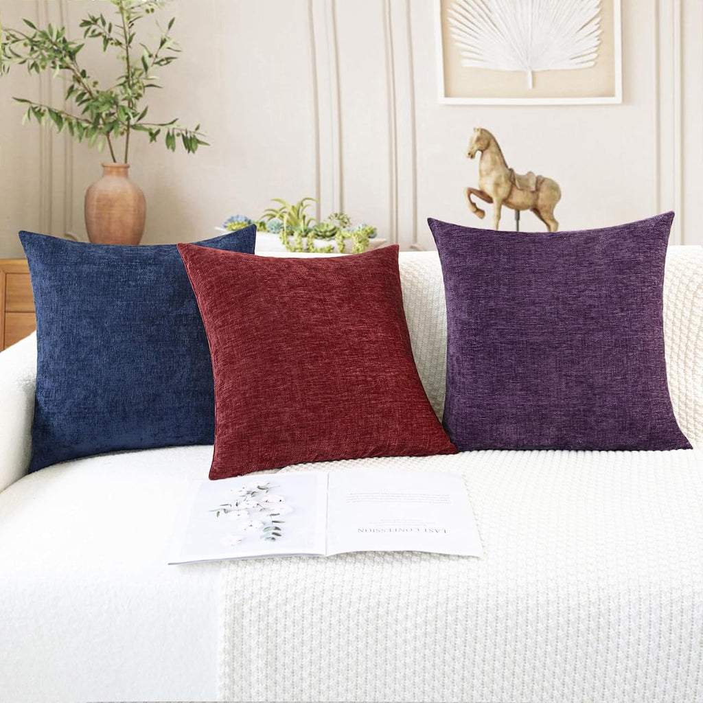 CaliTime Decorative Couch Throw Pillow Covers 18 X 18 Inches Navy Blue