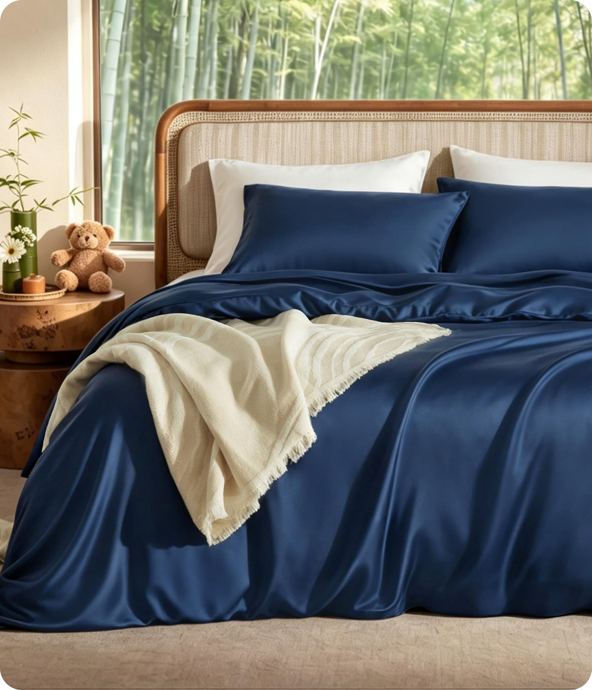 Bedsure PureWoven 100% Organic Bamboo Cooling Duvet Cover Set, Queen, Green
