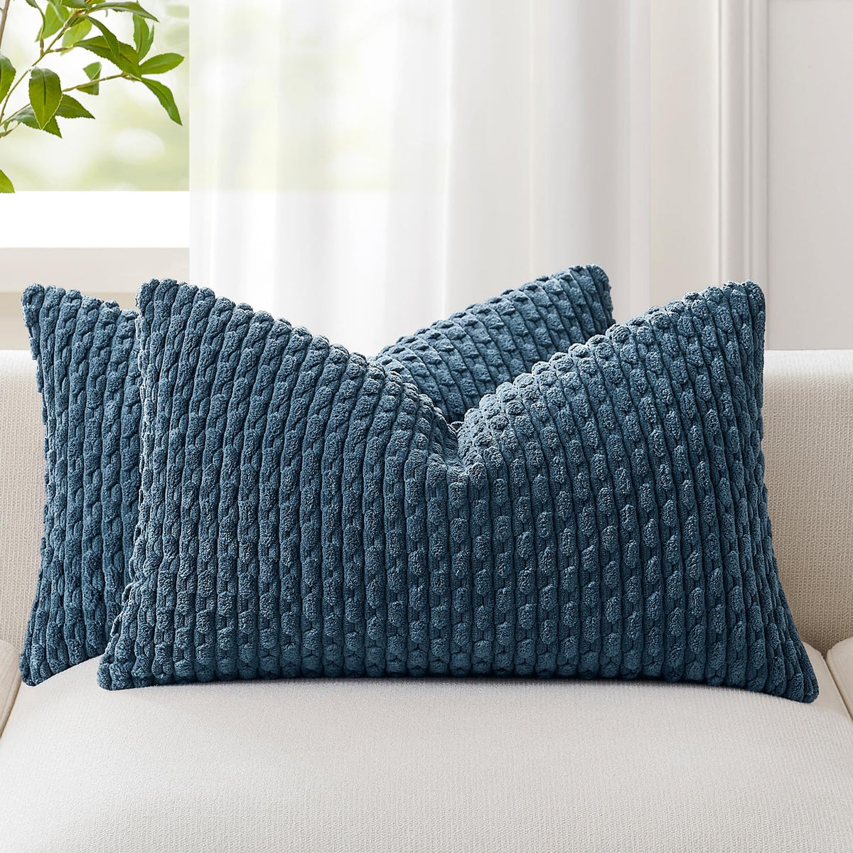 Kevin Textile Soft Corduroy 18x18 Inch Pillow Covers 2 Pack, Burnt Brick