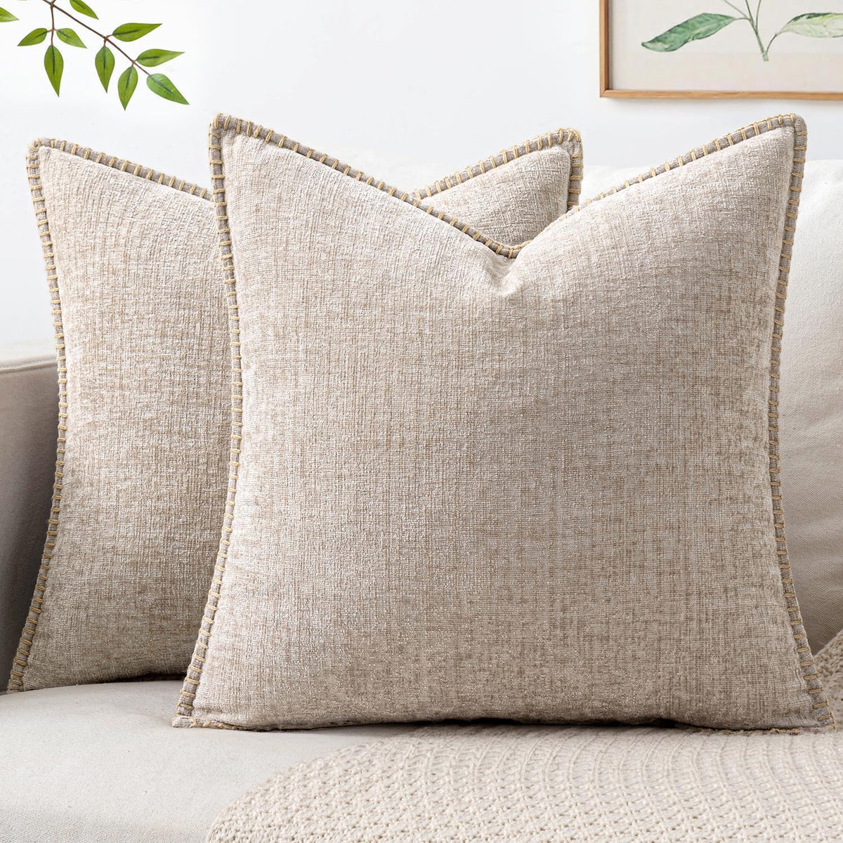 MIULEE Decorative Couch Throw Pillow Covers 18x18 Inch Navy 2 Pack