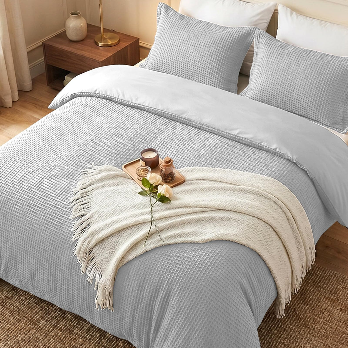 100% Cotton King Size Duvet Cover Set with 2 Pillow Shams, Black