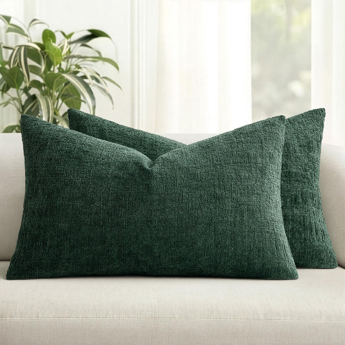 MIULEE Couch Pillow Covers Textured Chenille Home Decor 18x18 Navy Blue