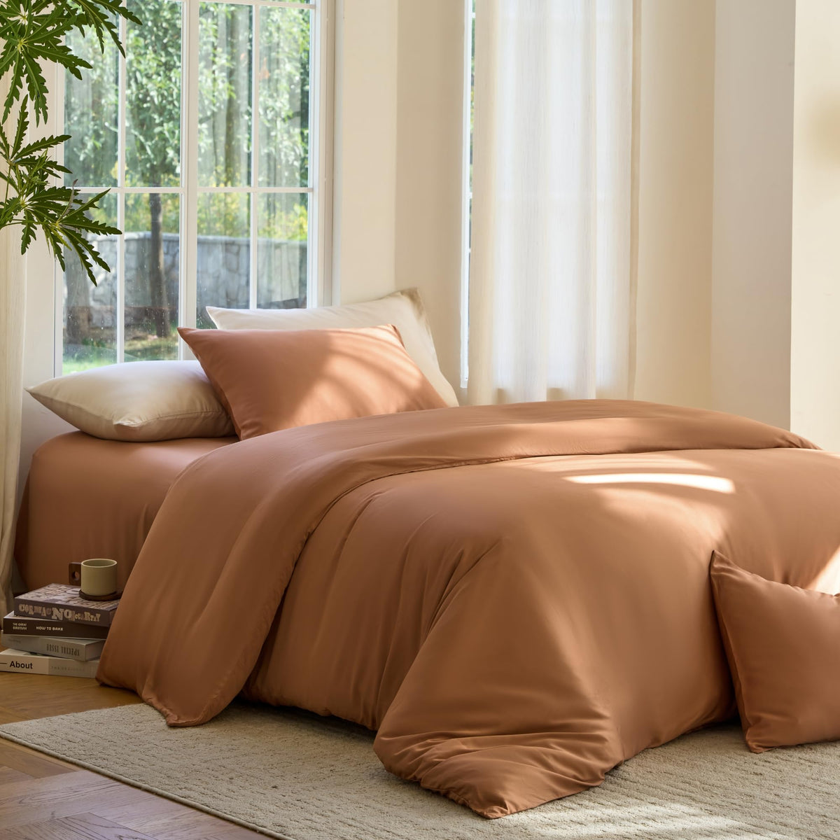 DOZ Duvet Cover Set, 100% Viscose derived from Bamboo, Organically Grown, Buttery Soft, Cooling Duvet Covers, High GSM, 1 Duvet Cover and 2 Pillowcases, 90"x90" (Sage, Full/Queen)
