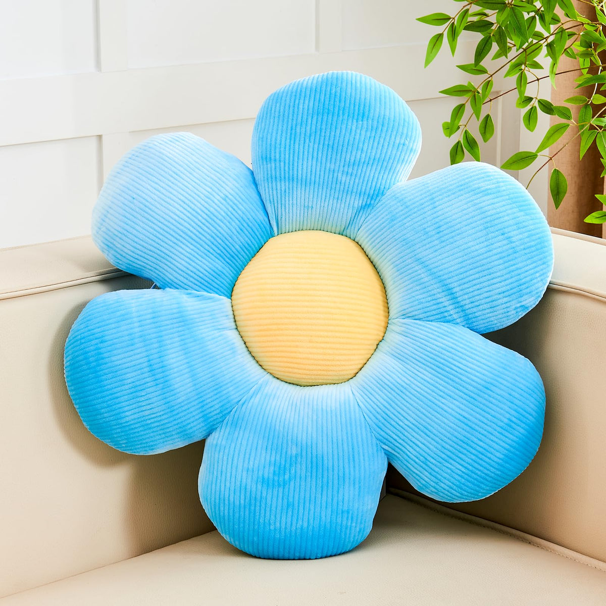 Kcvvcr Flower Throw Pillow, Soft Sage Green 14.9" Shaped Floor Pillow for Home Decor, Cute Aesthetic Plush Decorative Pillows for Bed, Sofa, Couch