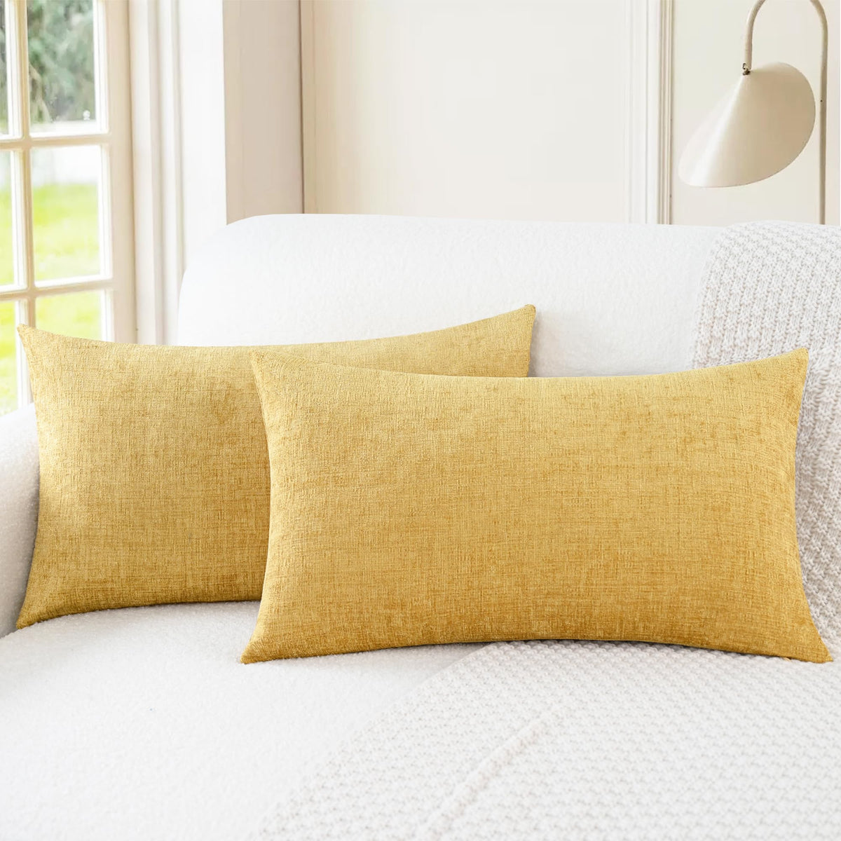 CaliTime Decorative Couch Throw Pillow Covers 18 X 18 Inches Navy Blue