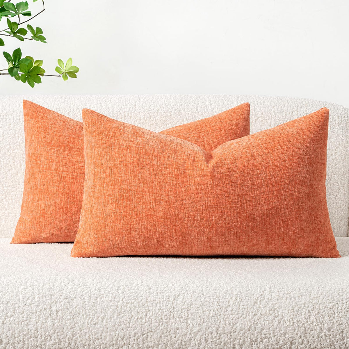 MIULEE Soft Chenille Throw Pillow Covers Teal 18x18 Inch Pack of 2