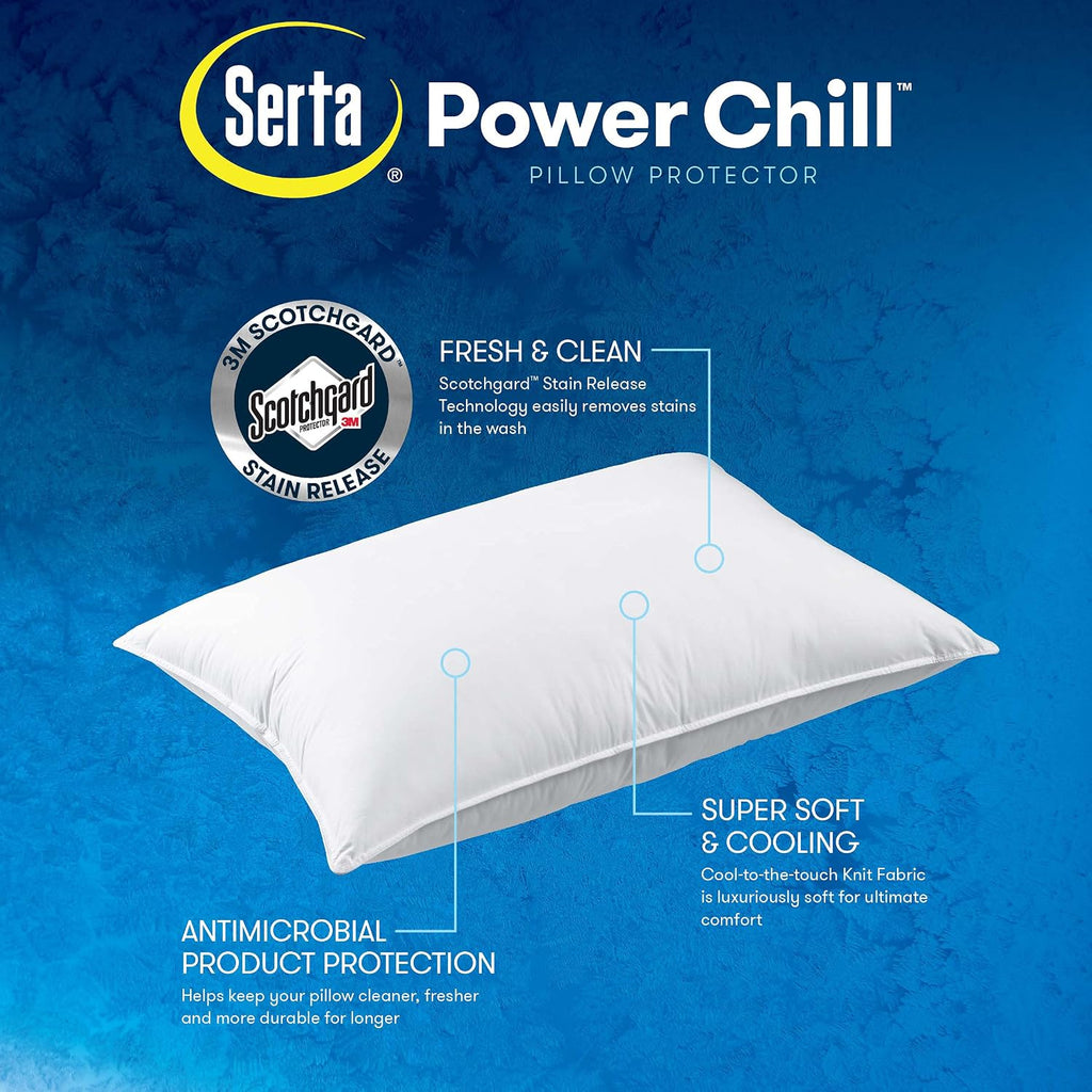 Serta Power Chill Cooling Pillow Protectors, Standard/Queen (2 Pack)