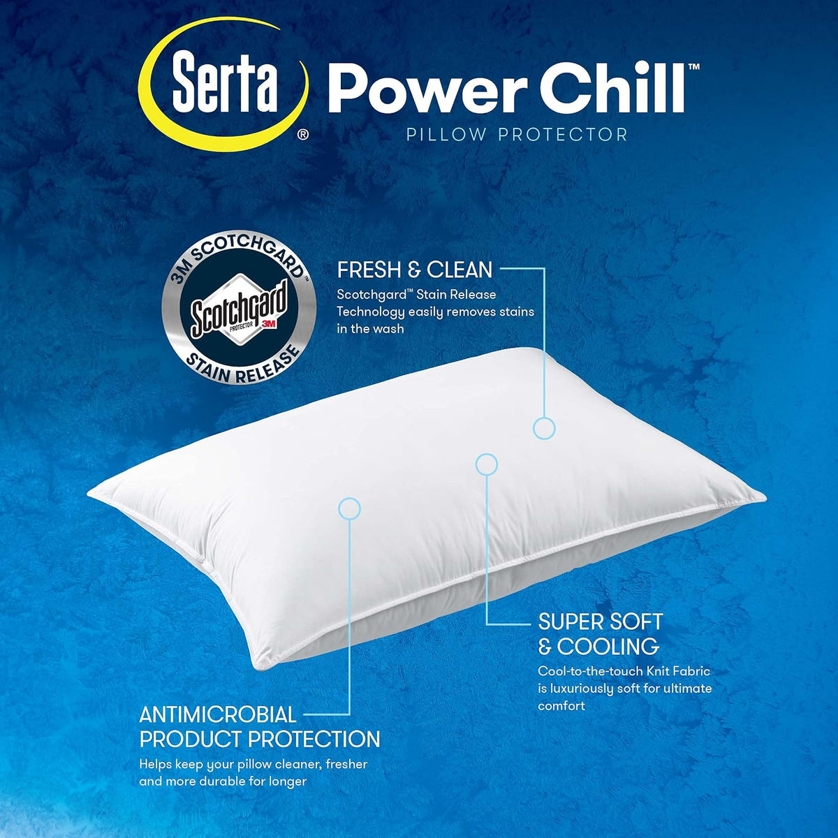 Serta Power Chill Cooling Pillow Protectors, Standard/Queen (2 Pack)