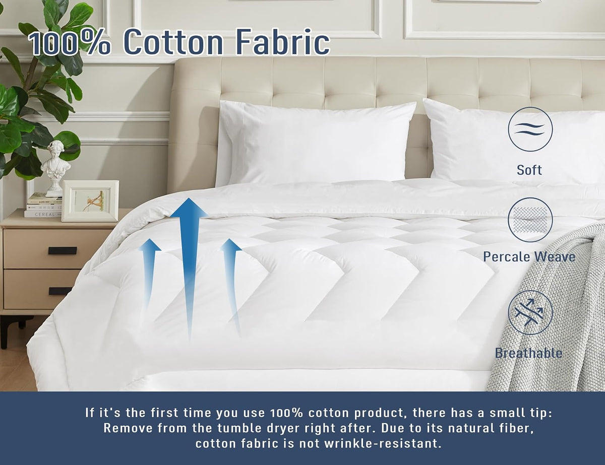Pillow Cases Standard Queen Size 100% Cotton Percale Set of 2, White