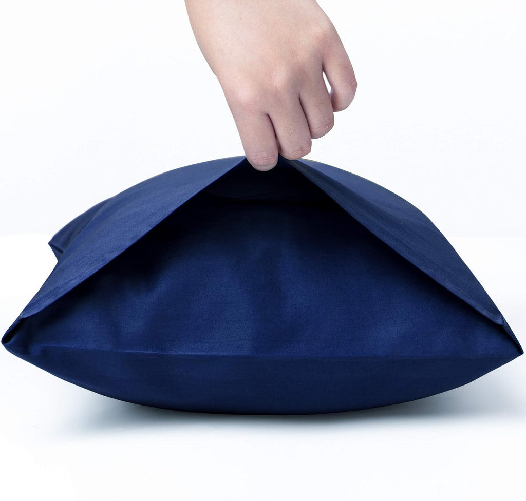 NTBAY Queen Egyptian Cotton Sateen Pillowcases, Set of 2, Navy Blue