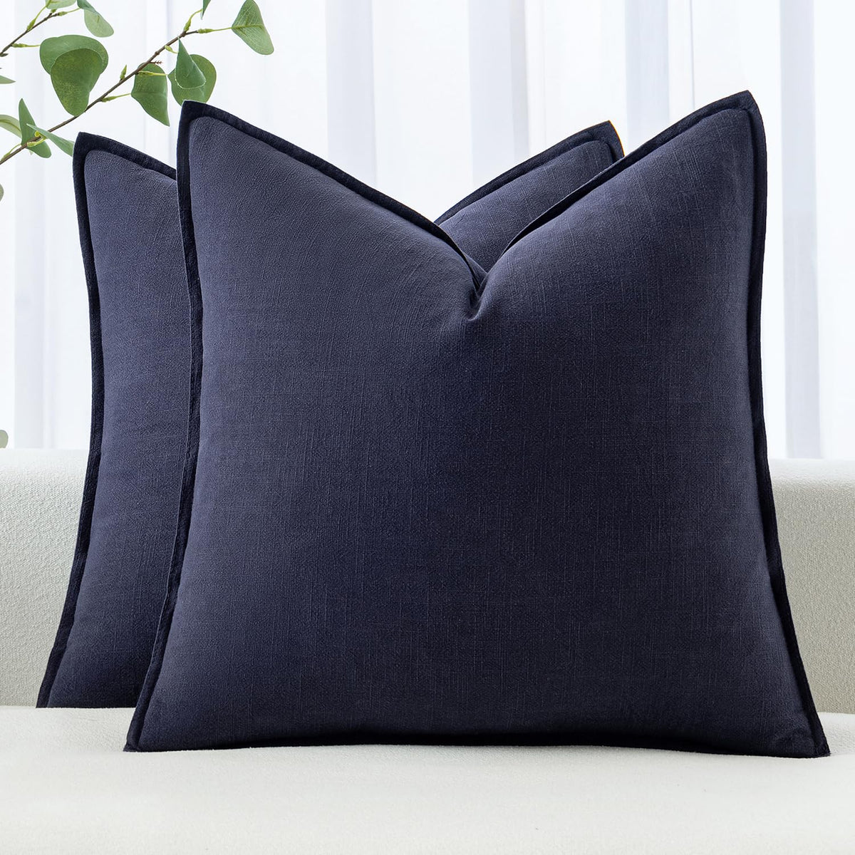 MIULEE Decorative Linen Pillow Covers 20x20 Inch Natural Beige