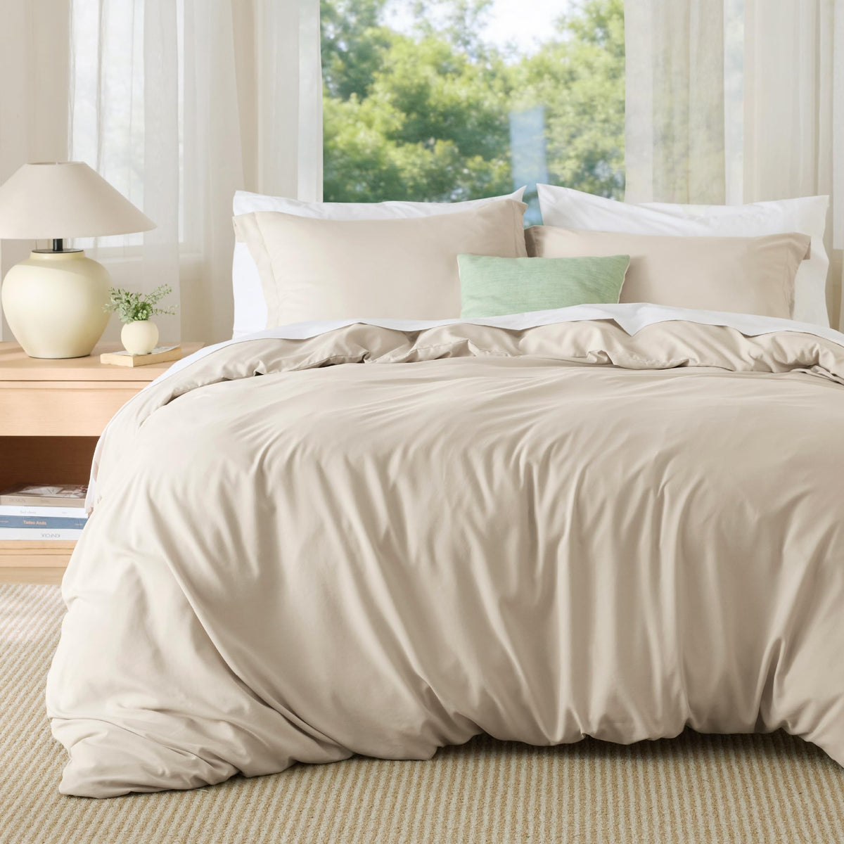 Bedsure Duvet Cover Queen Size, 3Pcs Soft Double Brushed Bedding Set, Linen
