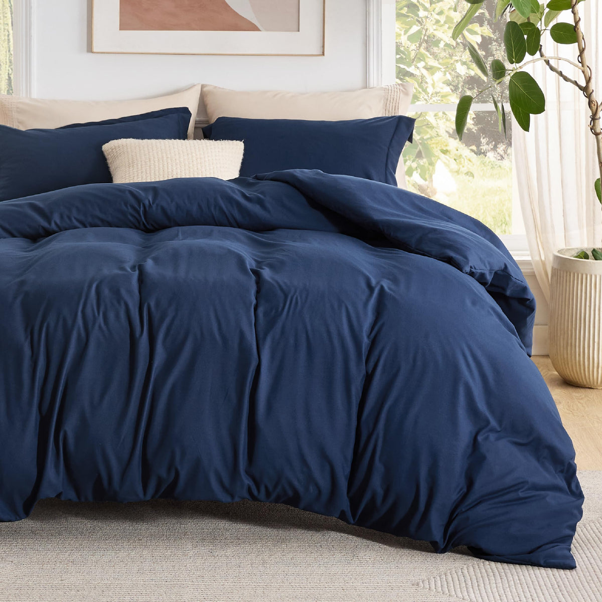 Bedsure Duvet Cover Queen Size, 3Pcs Soft Double Brushed Bedding Set, Linen