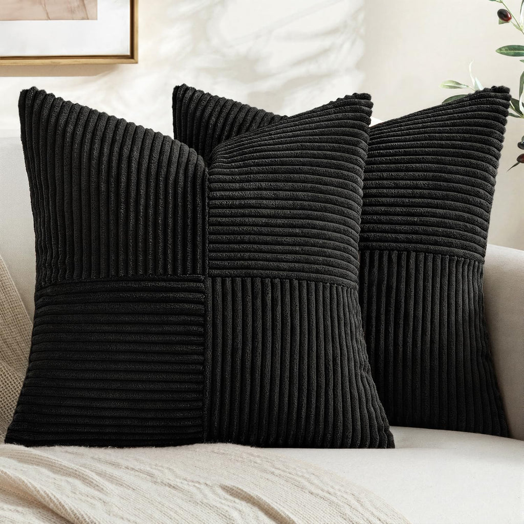 MIULEE Black Decorative Throw Pillow Covers for Couch 18x18 Inch