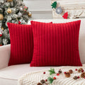 UGASA Velvet 12x20 Inch Lumbar Soft Throw Pillow Cover Boho Farmhouse Decorative Corduroy Striped Both Sides Solid Rectangular Cushion Case for Couch Bedroom Sofa Home, 1 Piece, Beige