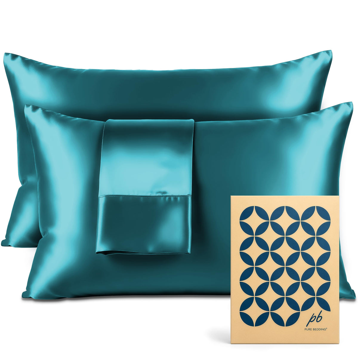 Pure Bedding Satin Pillowcase 2 Pack - Queen Size (20"x30", Black) - Silky Pillow Cases for Hair and Skin - Satin Pillow Covers with Envelope Closure - Extra Soft Premium Microfiber
