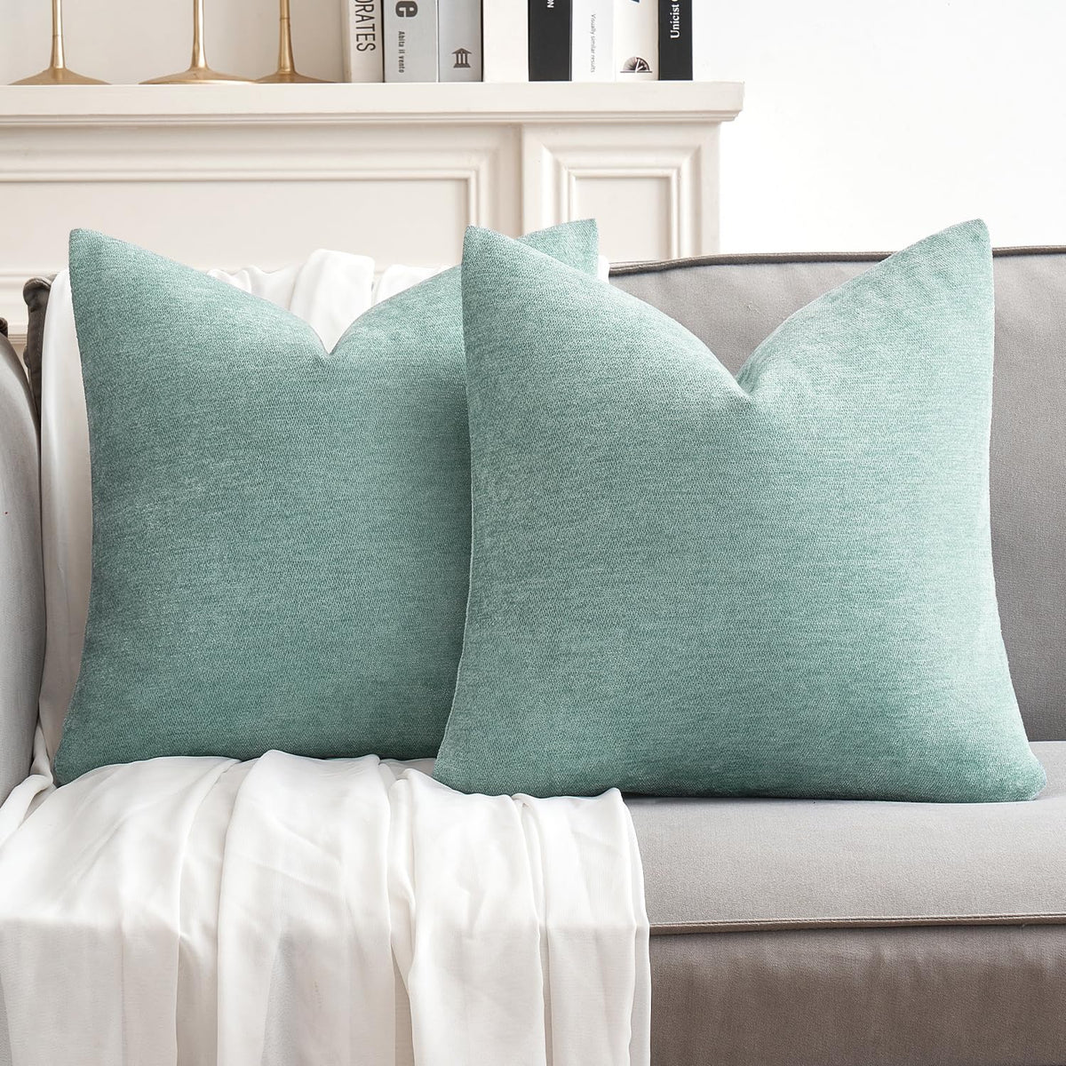 MIULEE Pack of 2 Beige Decorative Pillow Covers 18x18 Inch