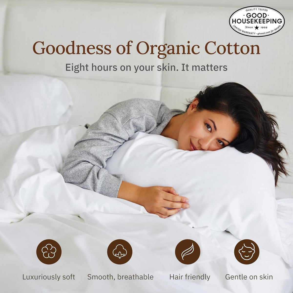 California Design Den 100% Organic Cotton Pillow Cases Standard Size, White